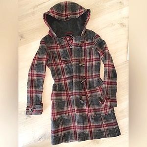 Aritzia; TNA Wool Plaid Toggle Coat